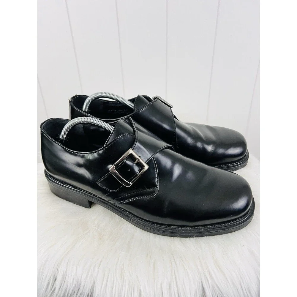 G.H. Bass & Co Monkstrap Buckled Black Patent Leather Oxford Dress Shoes Size 13